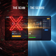 Visual representation of online casino scam red flags contrasted with a secure, legitimate online gaming platform, featuring warning signs and security symbols.