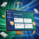 Digital interface of an online casino dispute resolution portal with abstract legal symbols, secure padlock icons, and verification badges, conveying trust and formal resolution.